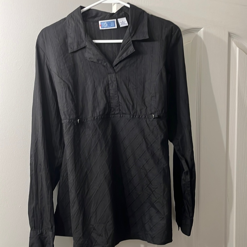 Baby and Me black maternity blouse